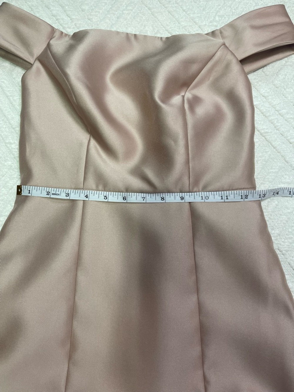 ALFRED SUNG Off-Shoulder Prom Dress in Tan - Size 0 - Picture 12 of 16